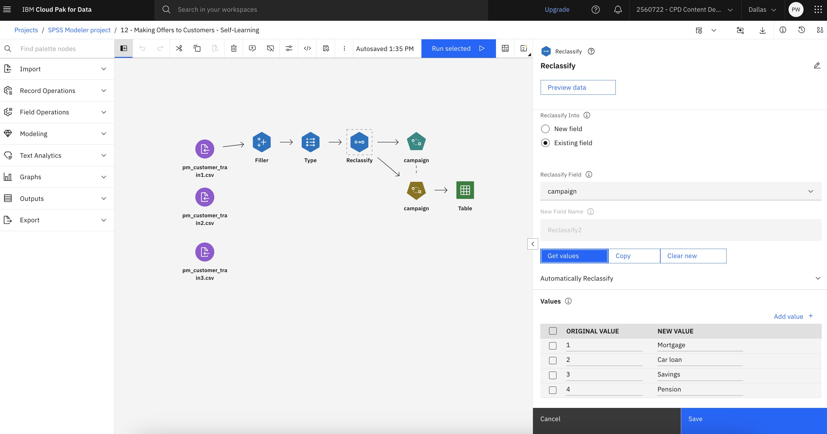 Reclassify node