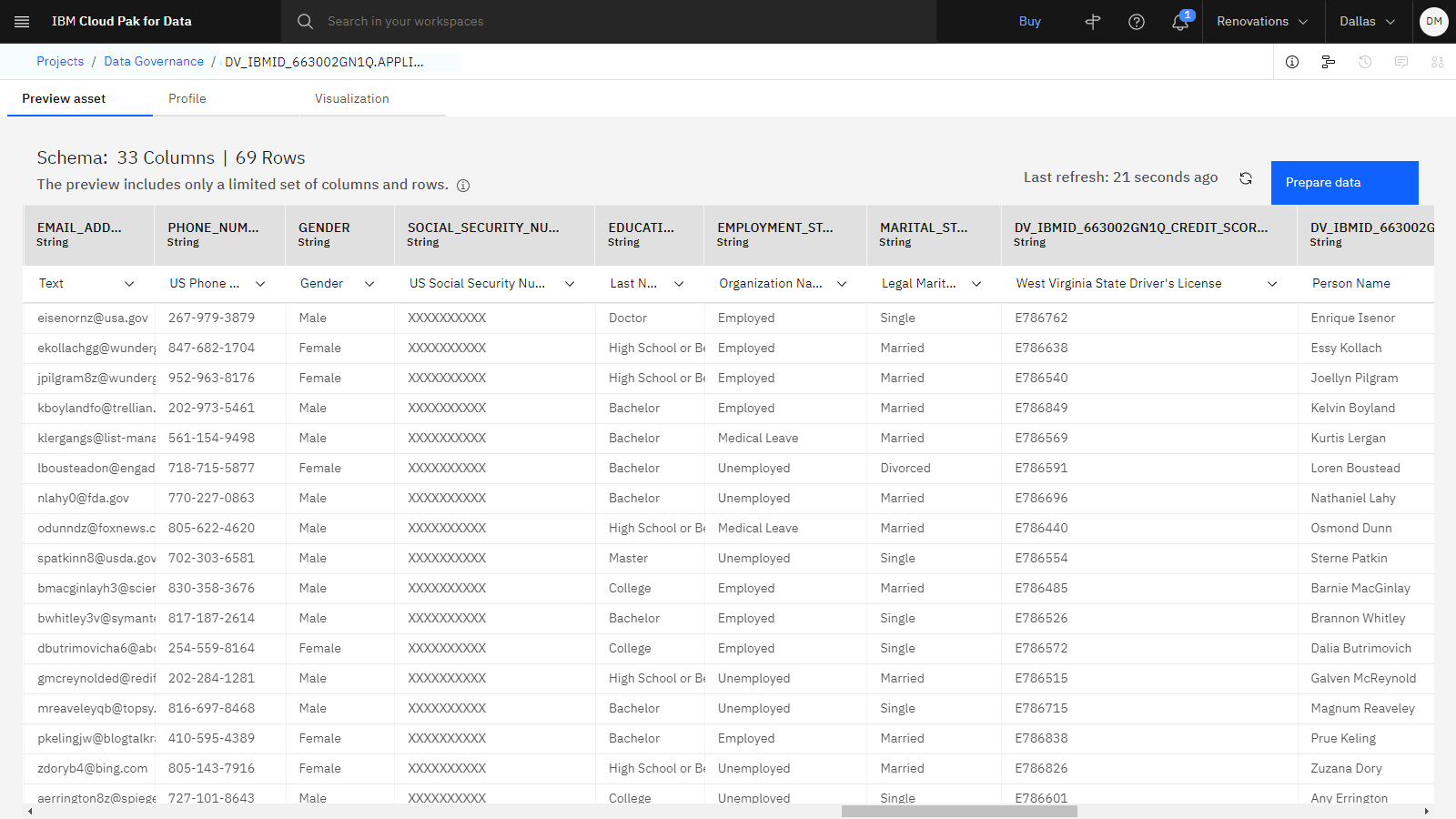 Virtual table in project