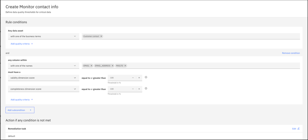 The rule builder for data quality SLA rules